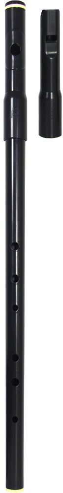 Tony Dixon Flute / Low D Whistle Set Two interchangeable heads, made from 2 joints of plastic, one body, black