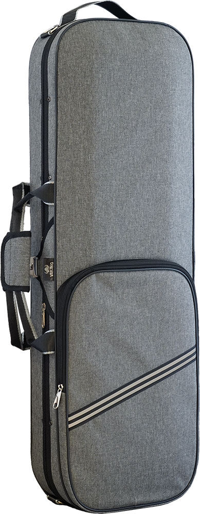 Viking VVC-012 Full Size Oblong Violin Case Deluxe foam case with quality grey oxford cloth exterior with half music pocket