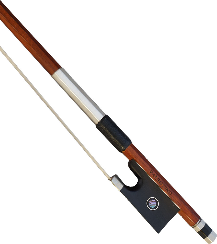 Valentino VVB-900 Violin Bow, 4/4 Size Pernambuco octagonal stick, abalone slide