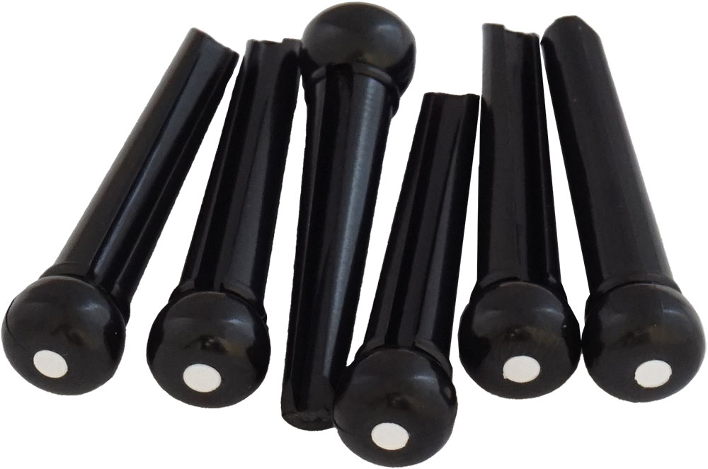 Viking VS-5201K Black Guitar Bridge Pins, Dot Set of 6 pins with center dot. Suitable for most acoustic guitars