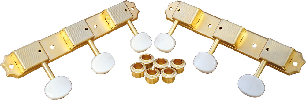 Viking VS-5210G Gypsy Jazz Guitar Tuners Matt gold plated with cream plastic buttons. Replacements for Gitane DG-250