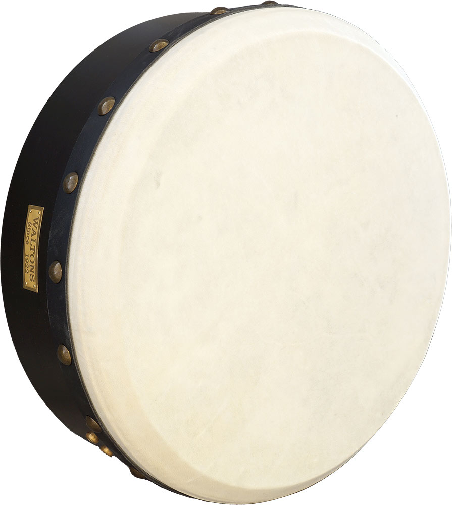 Waltons 2400 BLK Pro 15inch Bodhran, Tuneable Black finish. 12.5cm Deep. Rounded edges with an arm cut out