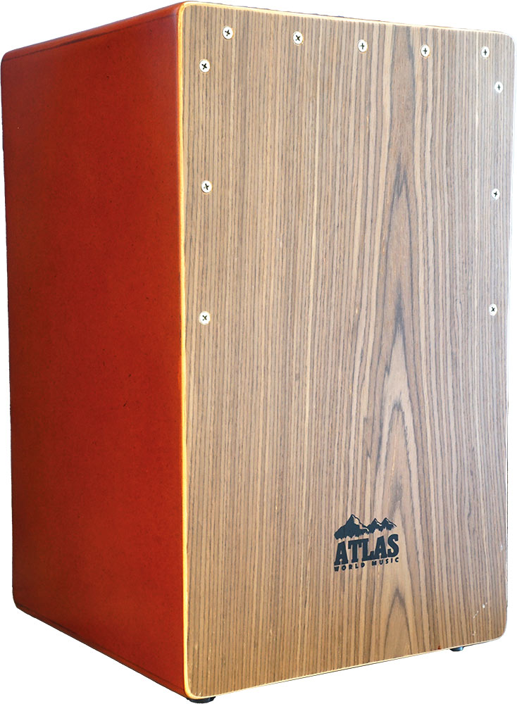 Atlas AC-20-W Cajon with Walnut Front An orange/brown colored MDF body with a walnut ply front