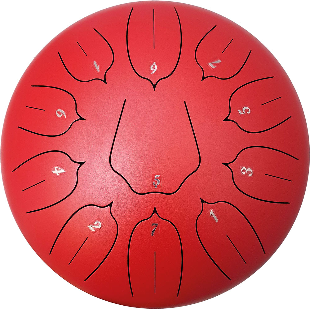 Atlas AP-T12C 12inch Tongue Drum with 11 Notes Tuned to C major scale. Red matt finish