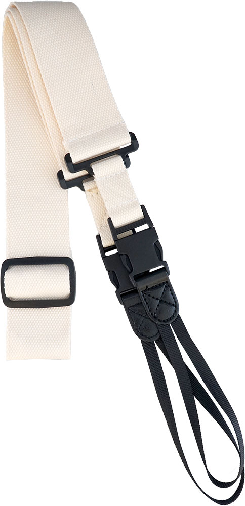 Viking VBS-60I Cotton Banjo Strap, Plain Ivory Woven cotton. Webbing bracket loops with Delrin side clips