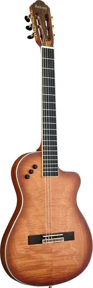 Ashbury AGC-333EC Electro Classical Guitar Okoume plywood with flamed maple top. Onboard pick-up and controls