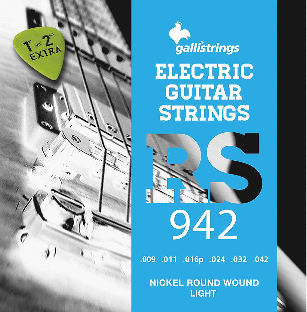 Galli RS942 Electric Guitar Strings, 9-42s Lights. Gauges .009 .011 .016 .024w .032w .042w