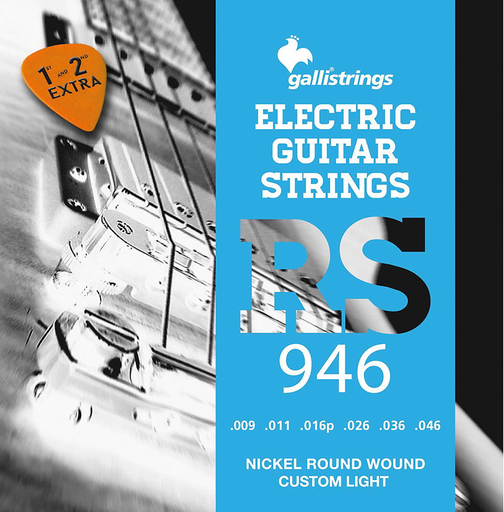 Galli RS946 Electric Guitar Strings, 9-46s Custom lights. Gauges .009 .011 .016 .026w .036w .046w