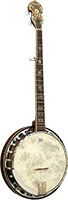 Ashbury AB-75-5 5 String Banjo, Burl Walnut Rolled brass tone ring. White ABS bound walnut neck. Rosewood f/board.22 Frets